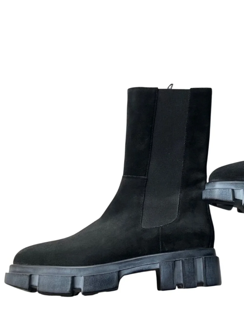 Free People 38 US 7.5-8 Brooks Chelsea Boots Distressed Suede Black Grunge